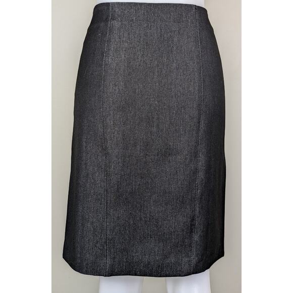 Adrienne Vittadini Pencil Skirt 8 Dark Gray Heather Stretch Panel Career Uptown - Picture 6 of 9